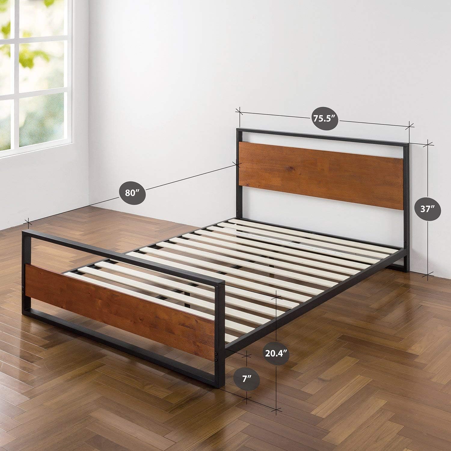 ZINUS Suzanne Bamboo and Metal King Sized Platform Bed Frame