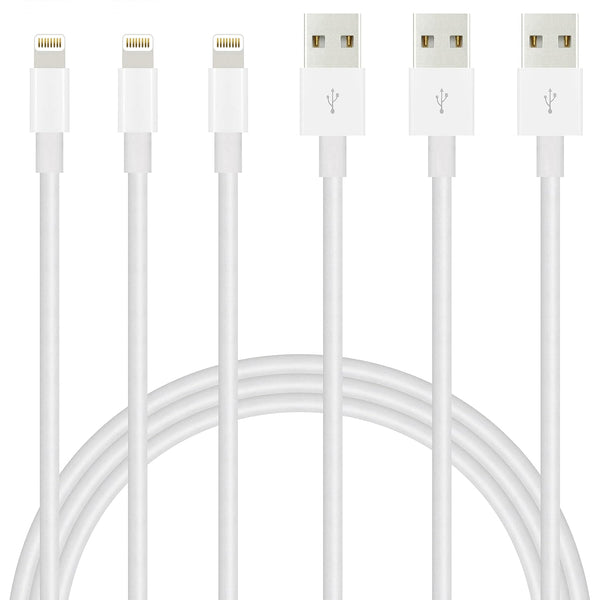 3-Pack Apple MFi Certified Premium USB Charging Cord (Various)