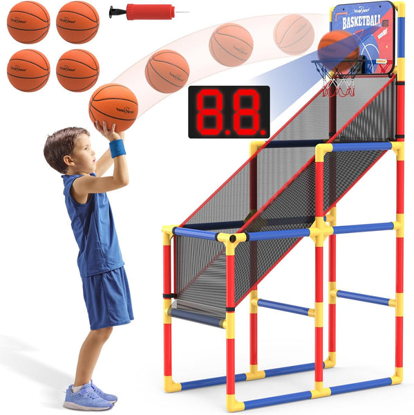 Basketball Arcade Game With Electronic Scoreboard & 4 Balls