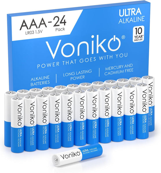 24-Pack Alkaline Voniko AAA Premium Grade 1.5V Batteries