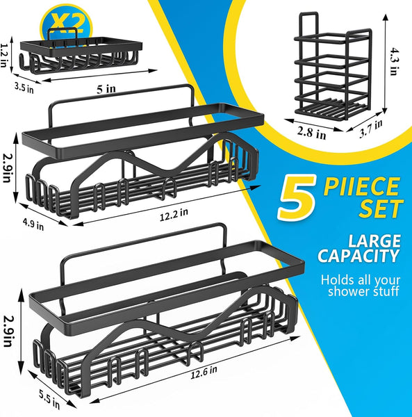 5-Pack Coraje Large Capacity Rustproof Shower Shelves