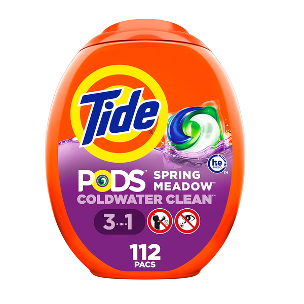 112 Tide Pods Laundry Detergent, Spring Meadow Scent, 3-in-1 Clean, Cold Water,