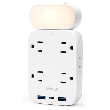 Anker USB Wall Charger with 6 Outlet Extender & Lamp