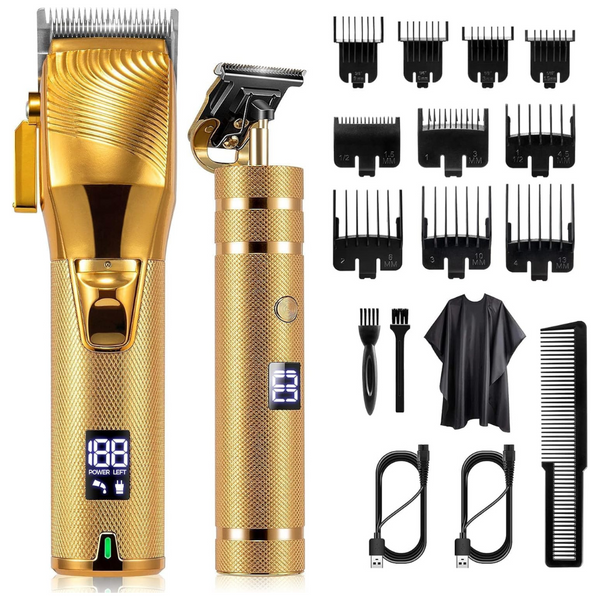 Professional Cordless Hair Clippers for Men – Gold Grooming Kit