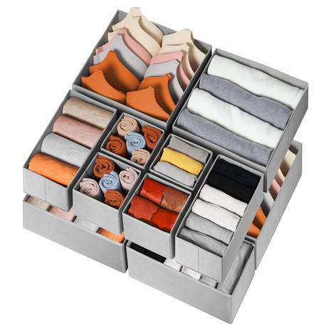 12-Pack Foldable Fabric Clothing Drawer Organizer