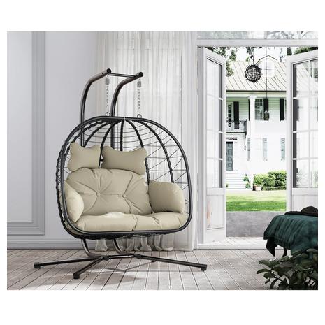 Double Wicker Swing Egg Chair