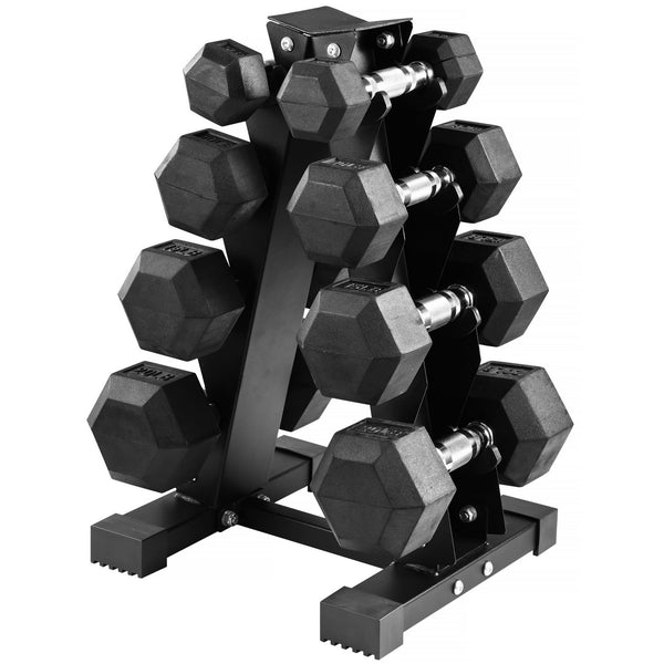 100-lbs BalanceFrom Rubber Coated Hex Dumbbell Weight Set w/ A-Frame Rack