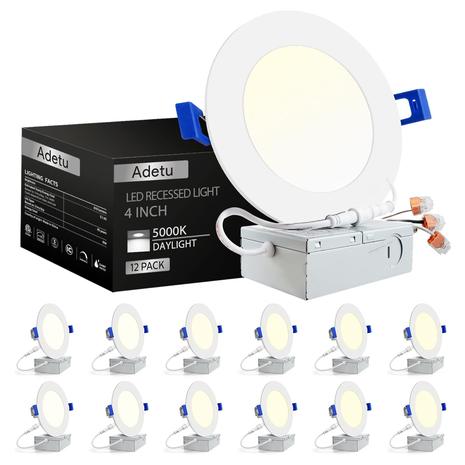 12-Pack 4" Ultra-Thin LED Recessed Ceiling Light w/ Junction Box