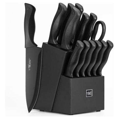 15-Piece Anti-Slip Handle Kitchen Knife Set w/ Built-in Sharpener