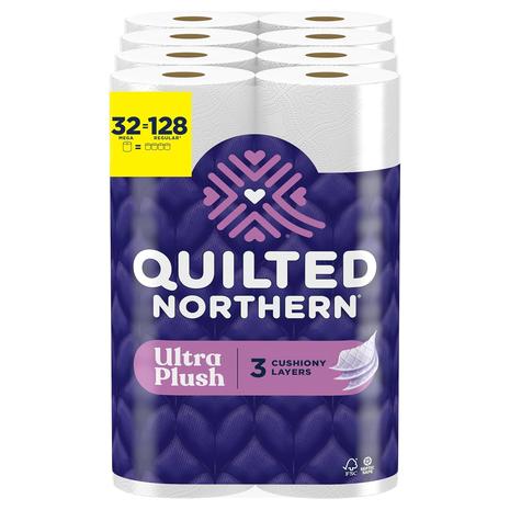 64 Mega Rolls = 256 Regular Rolls Of Quilted Northern Ultra Plush Toilet Paper + Get $15 Amazon Credit