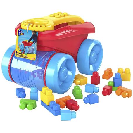 Mega Bloks Fisher-Price Blue Block Scooping Wagon Building Toy