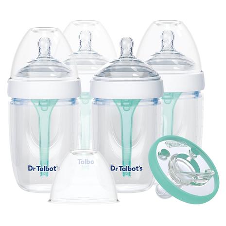 Set Of 4 Dr. Talbot’s Anti-Colic New Born Baby Bottles With Soft Flex Pacifier