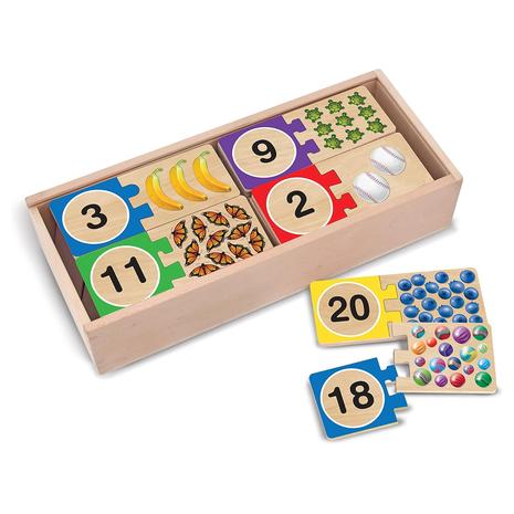 40-Pieces Melissa & Doug Self-Correcting Wooden Number Puzzles w/ Storage Box