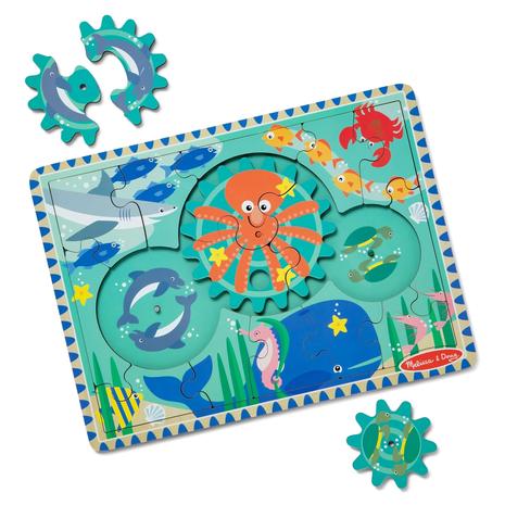 18-Piece Melissa & Doug Wooden Jigsaw Spinning Gear Puzzle