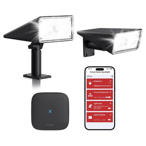 2-Pack X-Sense 2-In-1 Smart Solar Spotlights With Motion Detector