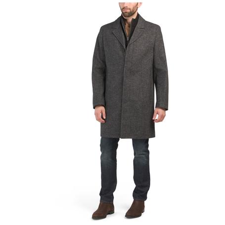 Cole Haan Sweater Bib Wool Blend Twill Coat