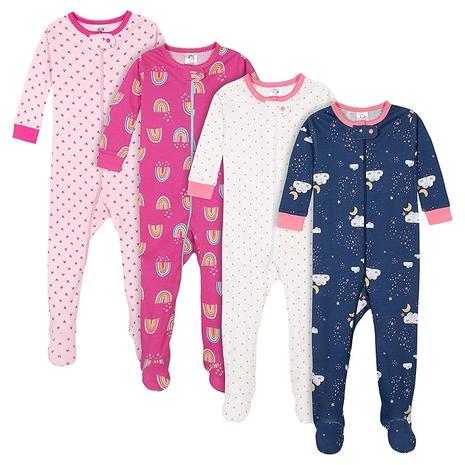 4-Pack Gerber Baby Girls Footed Pajamas