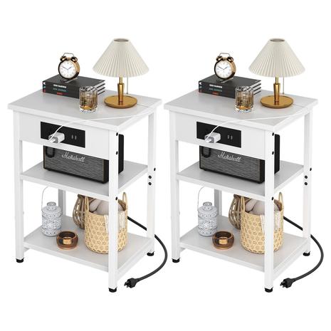 2 Nightstands with Charging Station & USB Ports