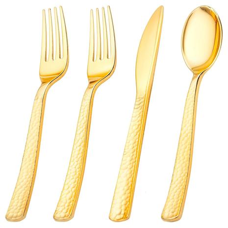 400-Piece Disposable Gold Silverware Set