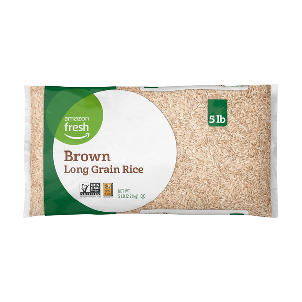 5 lb Amazon Fresh Brown Long Grain Rice