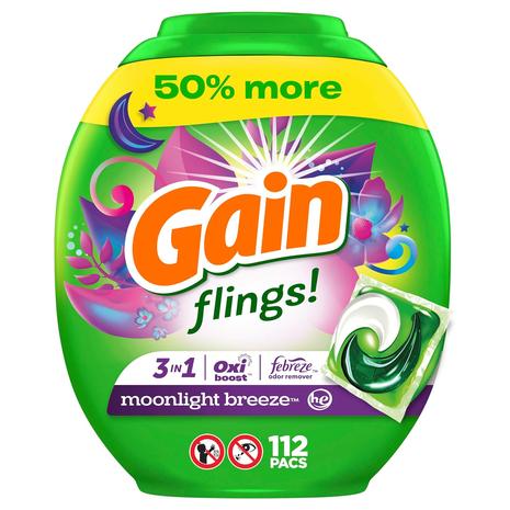 112-Ct Gain Fling Pacs Laundry Detergent