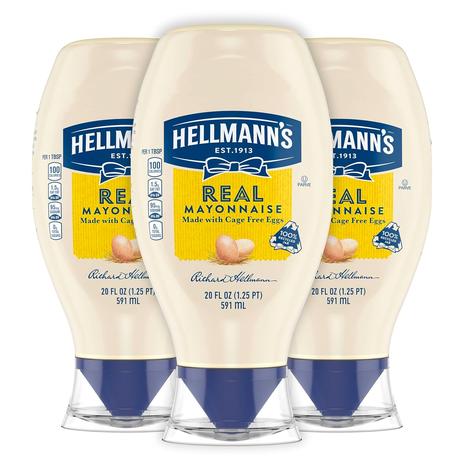 3 Squeeze Bottles Of Hellmann's Real Mayonnaise