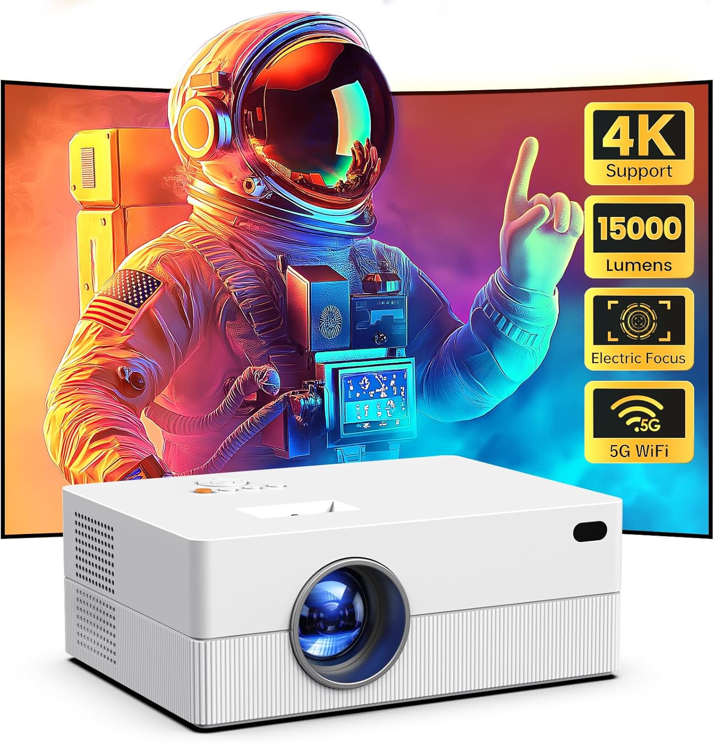 JOWLURK A8 4K Support 1080P HD 15000-LM WiFi Portable Projector