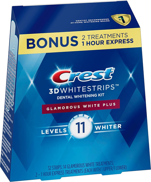 Crest 3D Whitestrips, Glamorous White Teeth Whitening Strip Kit (32 Strips, 16 Count Pack)