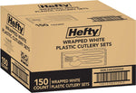 150-Piece Hefty Individually Wrapped Plastic White Heavy-Duty Cutlery