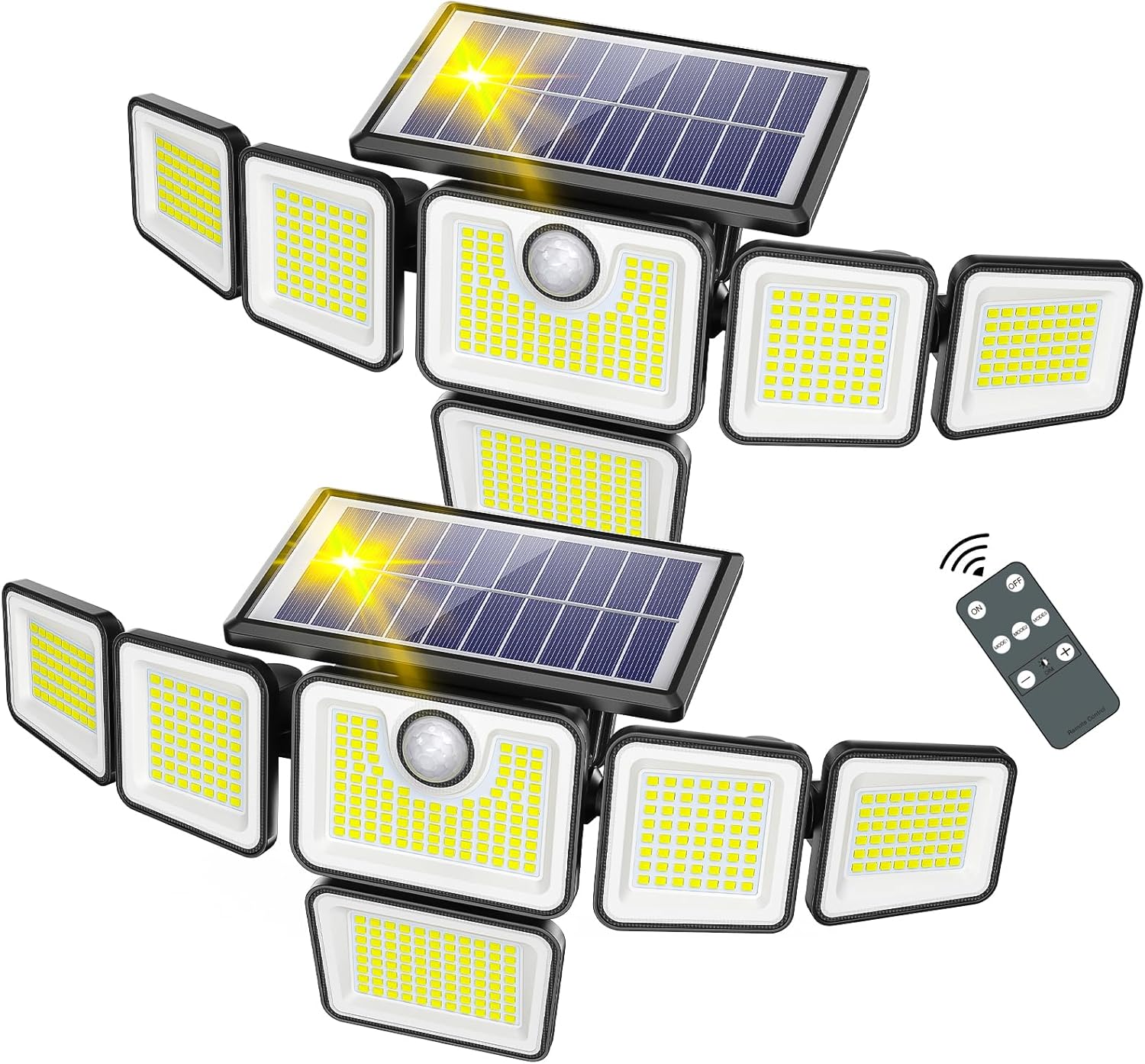 2-Pack 6-Heads 401-LED Motion Sensor Solar Flood Lights