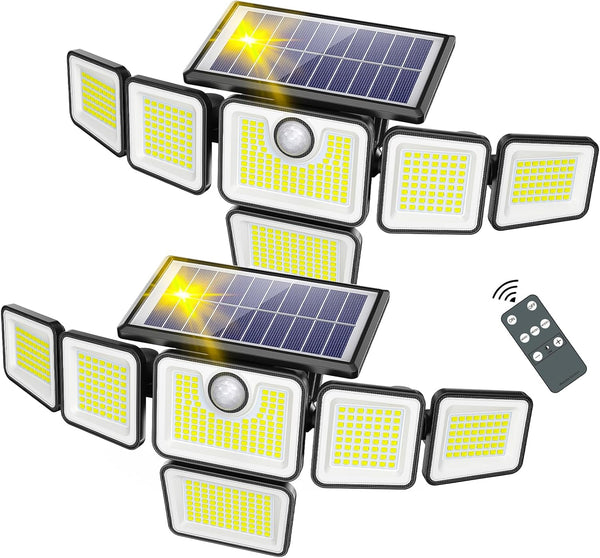 2-Pack 6-Heads 401-LED Motion Sensor Solar Flood Lights