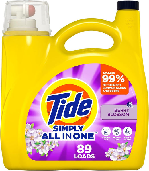 Tide Simply Clean & Fresh Liquid Laundry Detergent, Berry Blossom Scent (117 Fl Oz Bottles)