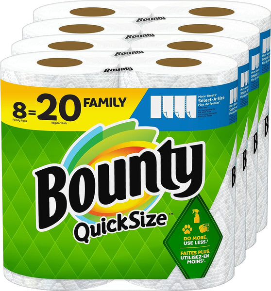 8 Family Rolls = 20 Regular Rolls Of Bounty Quick Size Paper Towels