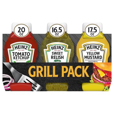 Heinz Tomato Ketchup, Sweet Relish & Yellow Mustard Grill Pack