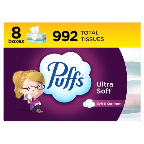 8-Boxes Puffs Ultra Soft Non-Lotion Facial Tissue