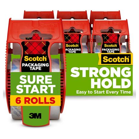 6 Rolls of Scotch Sure Start Packing Tape