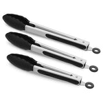 3-Pack Black Kitchen Tongs