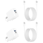 2 Pack 20W 2-Port Compact Foldable Fast USB C Chargers