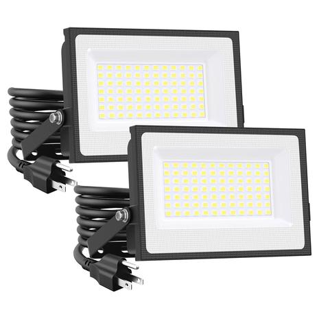 2-Pack 60-Watt Bright LED Daylight Work Outdoor Flood Light