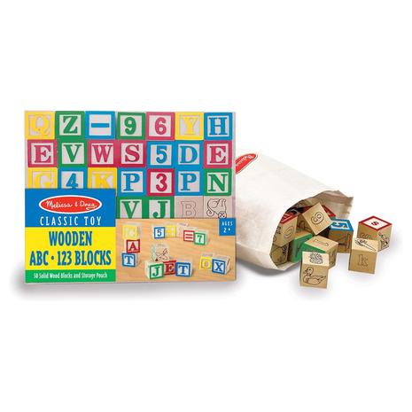 Melissa & Doug 50-Piece Deluxe Wooden ABC/123 Blocks Set