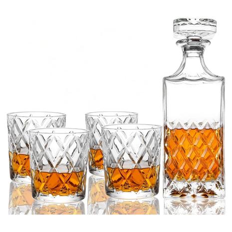 Whiskey Decanter Set w/ 4 Glasses