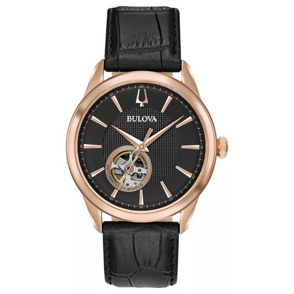 Bulova Classic 3-Hand Automatic Leather Watch