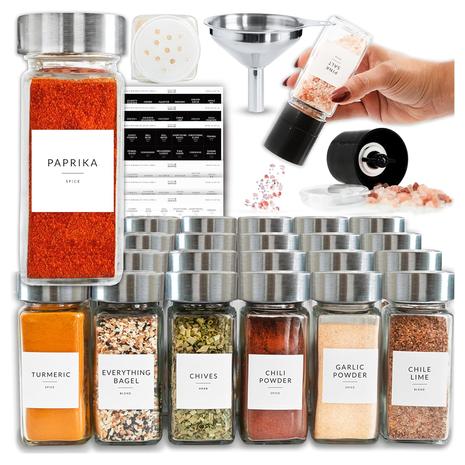 24-Pack Glass Spice Jar Set with Lids & Labels