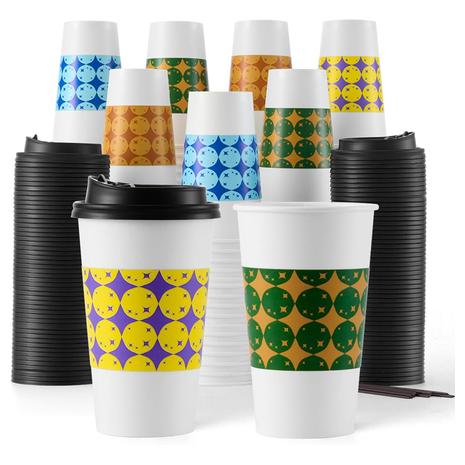 100 Disposable 16Oz Coffee Cups with Lids