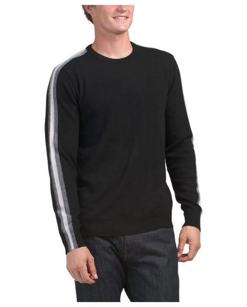 Magaschoni Cashmere Racing Stripe Crew Neck Sweater