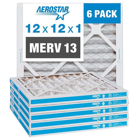 6 Aerostar 12x12x1 MERV 13 Pleated Air Filters