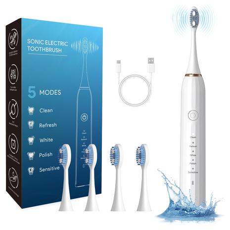 Sonic Electric Toothbrush w/ 4 Brush Heads