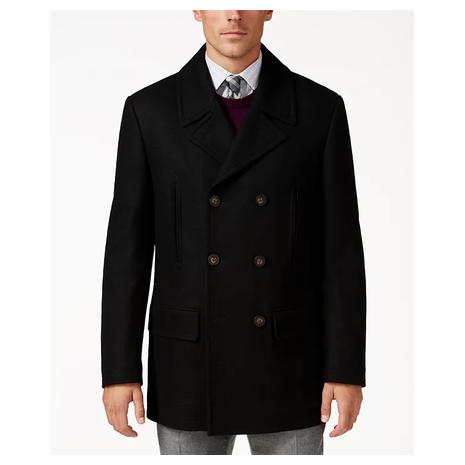 Michael Kors Men's Classic Fit Double-Breasted Wool Blend Peacoats