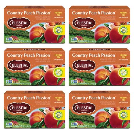 6-Pack 20-Ct Celestial Country Peach Passion Herbal Tea