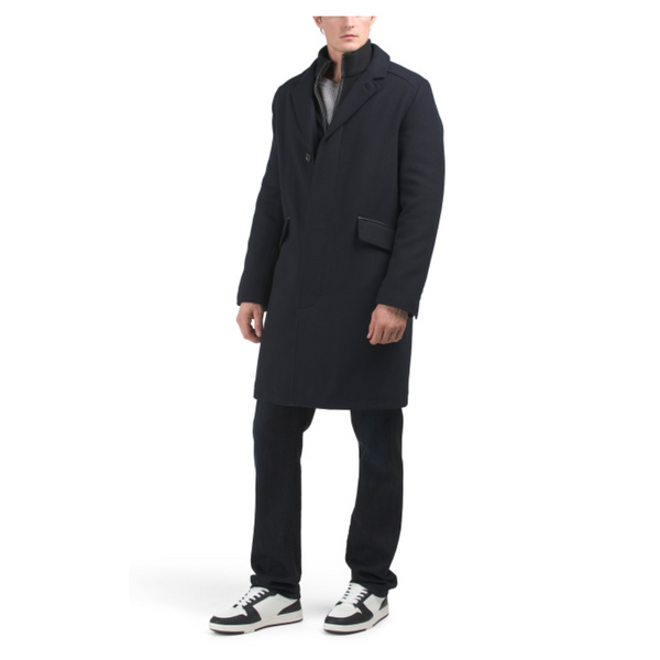 Cole Haan Wool Blend Twill Classic Topper Coat